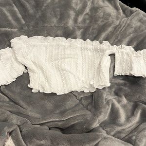 white shein off the shoulder crop top